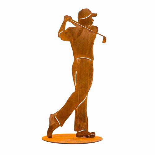 Rostige Golfspieler Deko Figur | 40 cm | Größe 2 | Edelrost Golfer Skulptur