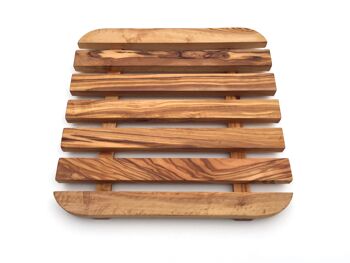 Dessous de plat 25 x 25 cm carré arrondi bois d'olivier 4