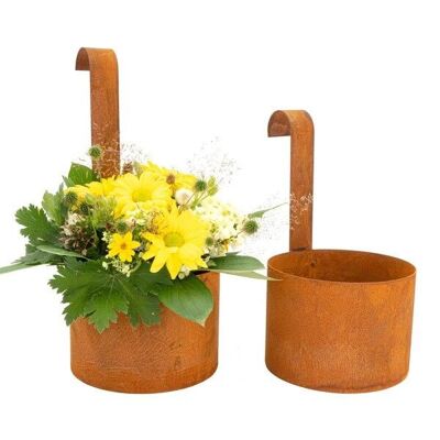 Vaso decorativo da giardino fiorito | Set di 2 | appendere | Vaso sospeso decorativo patinato
