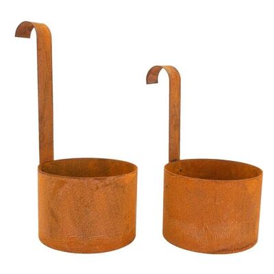 Maceta decorativa de jardín oxidada para colgar | Maceta colgante para decoración de jardín con pátina