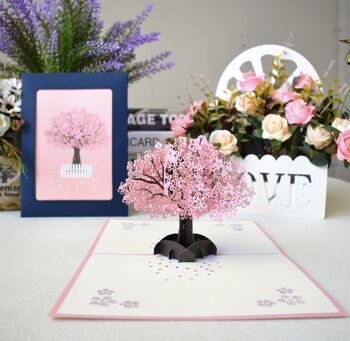 Carte de vœux 3D - Sakura Tree Photo Frame Pop Up Carte de vœux 1