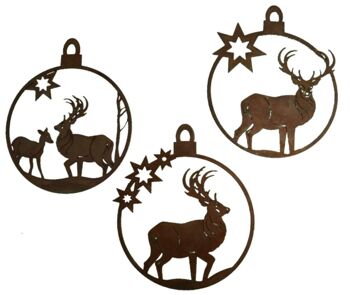 Noël | Pendentif cerf décoration de Noël | diamètre 10 cm | Lot de 3 | Ornements d'arbre de Noël 5