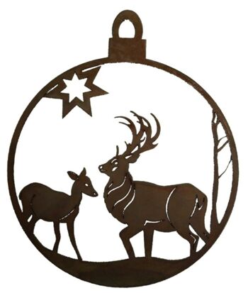 Noël | Pendentif cerf décoration de Noël | diamètre 10 cm | Lot de 3 | Ornements d'arbre de Noël 7