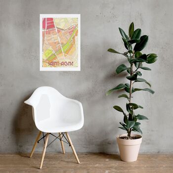 Affiche Plan de Ville TOULOUSE, quartier SAINT-AGNE - Illustration fait main 5