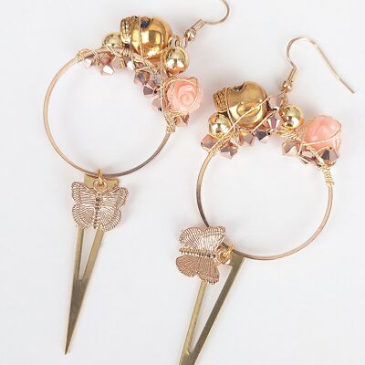 Calavera Rose Crystal Skull earrings, skull earrings, hoop earrings, spike earrings, skull charm, gold skull charm, skulls, skull jewellery