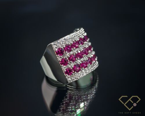 Anillo Único Rodolita Rosa Y Circón Natural en Plata De Ley , Piedra Nacimiento, Regalo de Compromiso/Aniversario, Cristal Curativo, Real