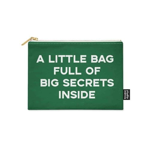 A LITTLE BAG FULL OF BIG SECRETS makeup bag  canvas pouch green