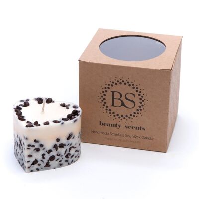 Small Heart Vanilla & Coffee Scented Soy Candle With Coffee Beans box of 6