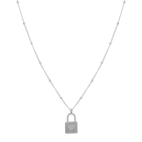 NECKLACE WITH PENDANT LOCK SILVER