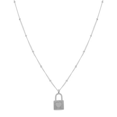 NECKLACE WITH PENDANT LOCK SILVER