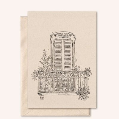Sustainable card + envelope | Balcony | elderflower