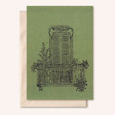 Carte + enveloppe durable | Balcon | feuille d'olive