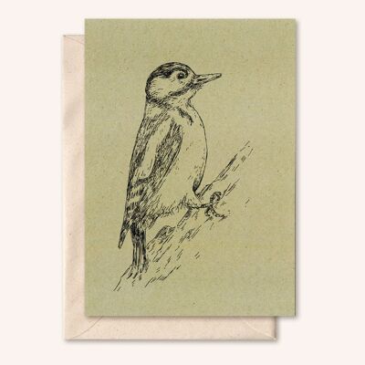 Tarjeta sostenible + sobre | pájaro carpintero | Sabio