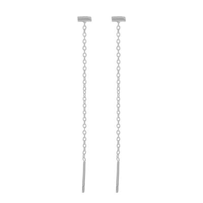 STUD THREADER EARRINGS BAR - SILVER