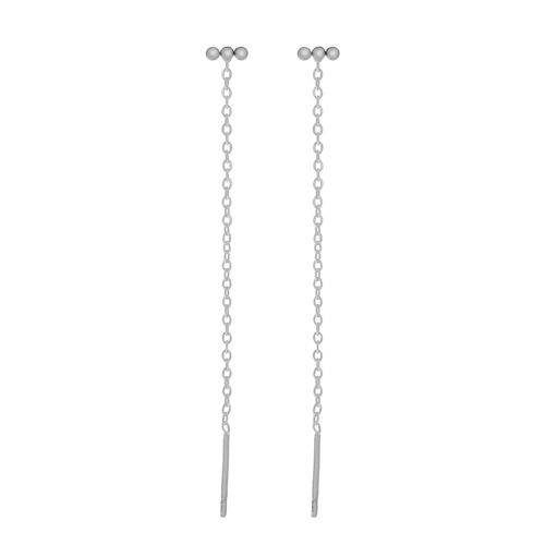 STUD THREADER EARRINGS DOTS IN A ROW - SILVER