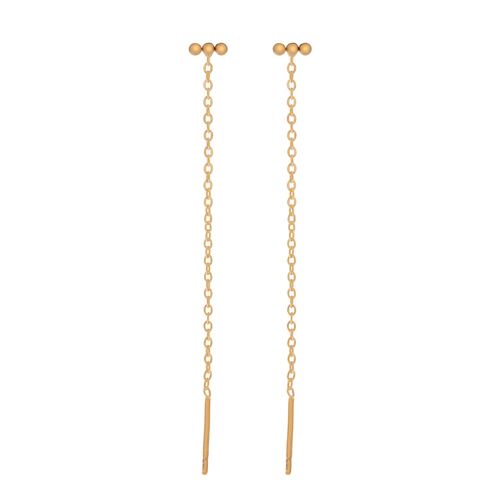 STUD THREADER EARRINGS DOTS IN A ROW - GOLD