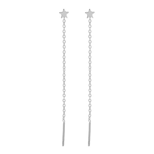 STUD THREADER EARRINGS STAR - SILVER