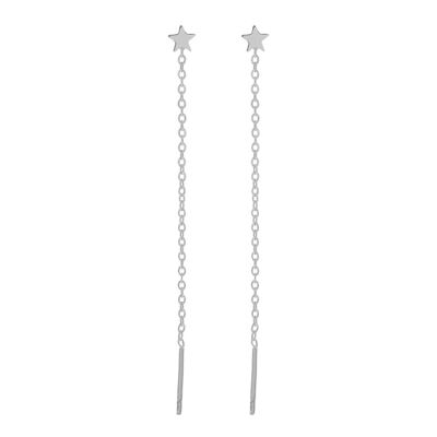 STUD THREADER EARRINGS STAR - SILVER