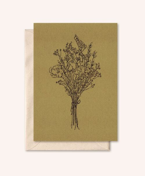 Duurzame kaart + envelop | Boeketje bloemen | Karton
