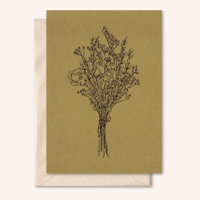 Nachhaltige Karte + Umschlag | Blumenstrauß | Karton