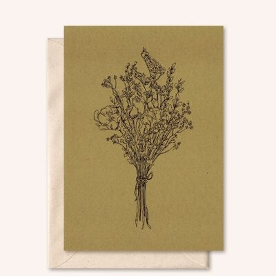 Duurzame kaart + envelop | Boeketje bloemen | Karton