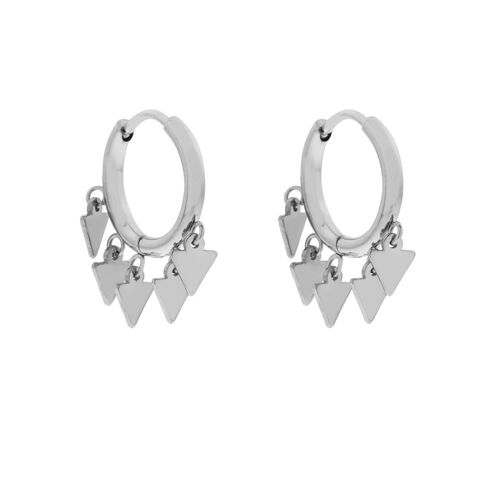 EARRINGS HOOP MANY TRIANGLES - SILVER