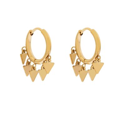 EARRINGS HOOP MANY TRIANGLES - GOLD