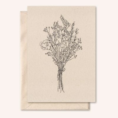 Duurzame kaart + envelop | Boeketje bloemen | Vlierbloesem