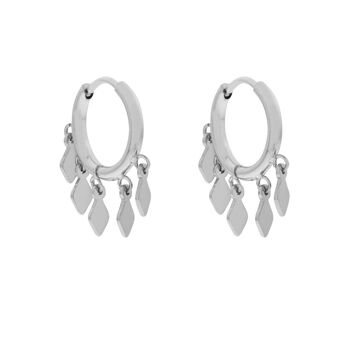 BOUCLES D'OREILLES CRÉOLES BEAUCOUP DE DIAMANTS - ARGENT