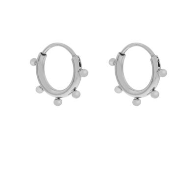 EARRINGS HOOP DOTS - SILVER