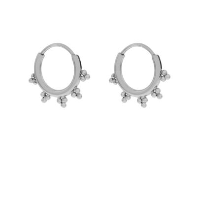 EARRINGS HOOP 3 DOTS - SILVER