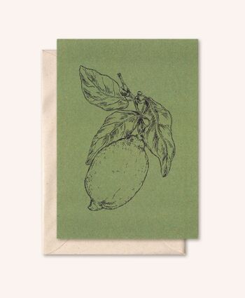 Carte + enveloppe durable | citron | feuille d'olive 1