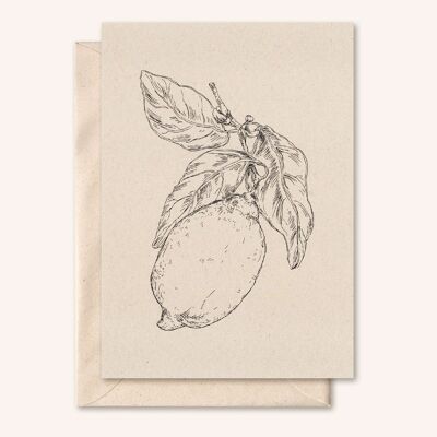 Tarjeta sostenible + sobre | limón | flor de saúco