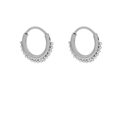 EARRINGS HOOP DOTTED LINE - SILVER