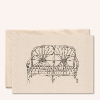 Sustainable card + envelope | Rattan bench | elderflower