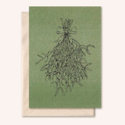 Sustainable card + envelope | Mistletoe | olive leaf