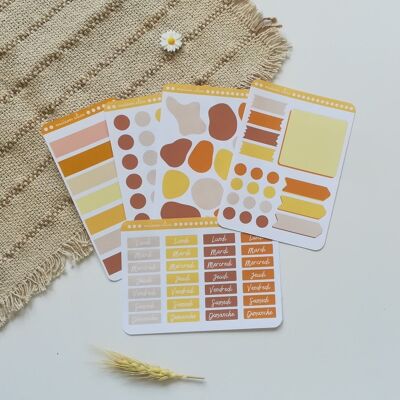 Pack of 5 yellow organization sticker decal sheets for bujo