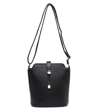 Nouveau sac à bandoulière pour femmes sac à main de qualité sac à bandoulière principal à glissière en cuir PU végétalien - ZQ-392m noir 1