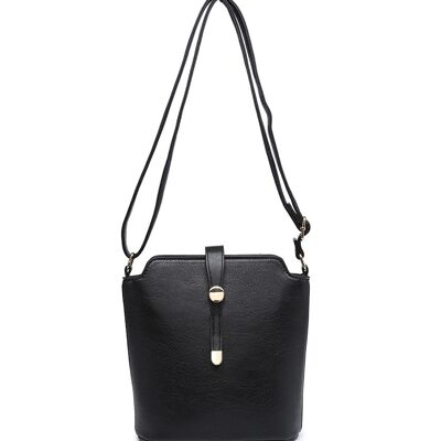 Nouveau sac à bandoulière pour femmes sac à main de qualité sac à bandoulière principal à glissière en cuir PU végétalien - ZQ-392m noir
