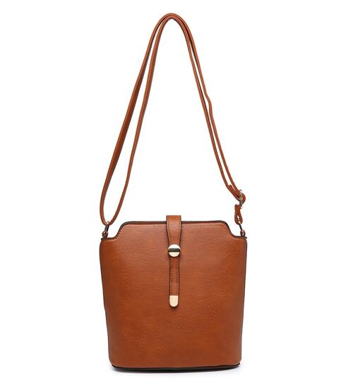 New Womens Crossbody Bag Quality Handbag Main Zipper Shoulder bag vegan PU leather - ZQ-392m brown