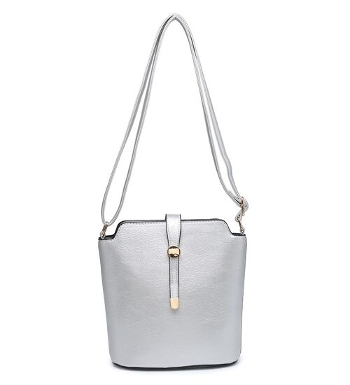 New Womens Crossbody Bag Quality Handbag Main Zipper Shoulder bag vegan PU leather - ZQ-392m silver