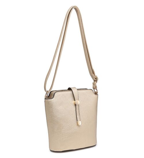 New Womens Crossbody Bag Quality Handbag Main Zipper Shoulder bag vegan PU leather - ZQ-392m gold