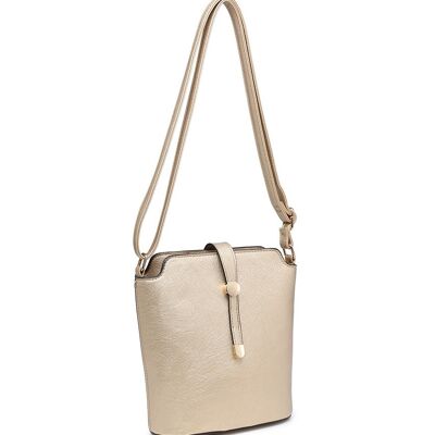 Nouveau sac à bandoulière pour femmes sac à main de qualité sac à bandoulière principal à glissière en cuir PU végétalien - ZQ-392m or