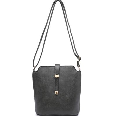 Nouveau sac à bandoulière pour femmes sac à main de qualité sac à bandoulière principal à glissière en cuir PU végétalien - ZQ-392m gris