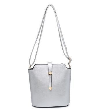 Nouveau sac à bandoulière pour femmes sac à main de qualité sac à bandoulière principal à glissière en cuir PU végétalien - ZQ-392m gris 10