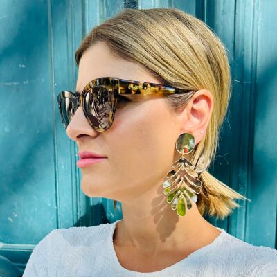Gold Leaf Earrings, Clip On Earrings, Long Earrings, Dangle Earrings, Unpierced Ears, Gift for Her, Made in Greece.