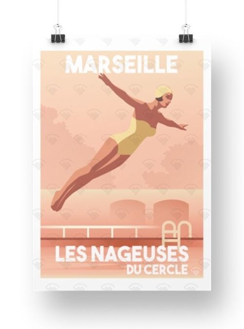 Marseille - Nageuses du cercle 30 x 40 cm