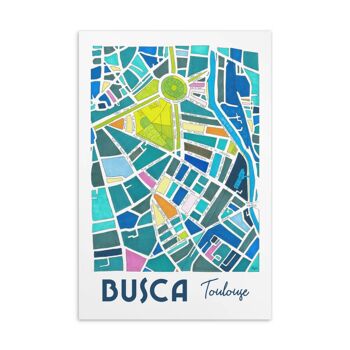 Carte Postale illustrée Plan de Ville - TOULOUSE, quartier du BUSCA 1