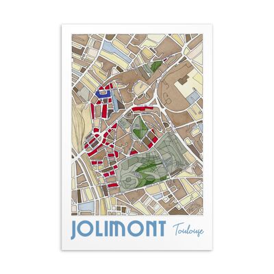 Illustrierter Postkarten-Stadtplan – TOULOUSE, Bezirk Jolimont