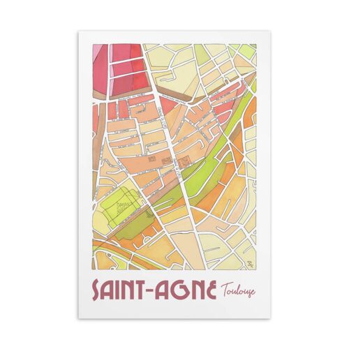 Carte Postale illustrée Plan de Ville - TOULOUSE, quartier Saint-Agne